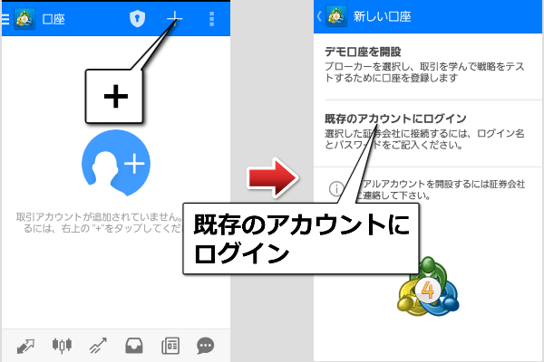 スマホMT4ログインボタン
