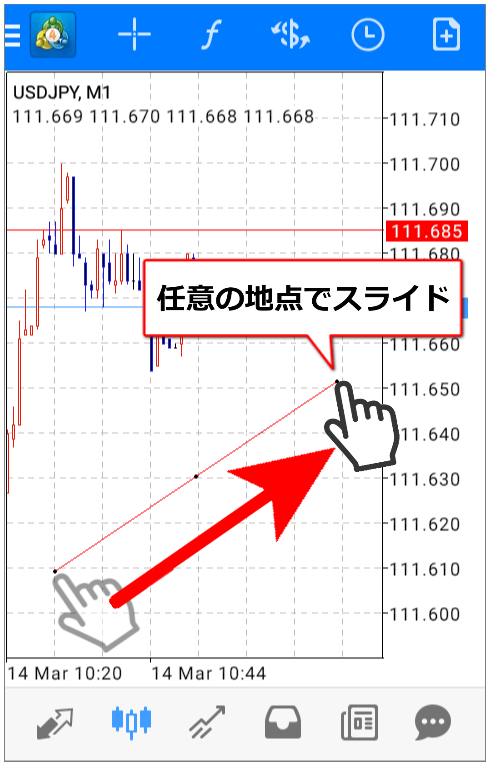 任意の地点でスライド