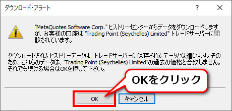 ダウンロードアラート画面