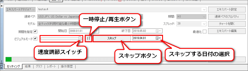 ビジュアルモード中に使うボタン