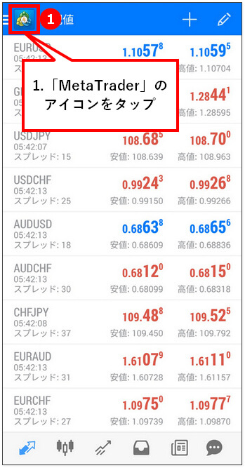 MT4-スマホ-チャート背景色設定