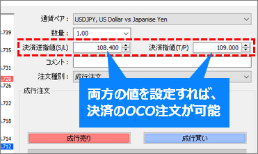 MT4でのOCO注文(決済)の出し方