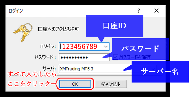MT5取引口座露ログイン画面