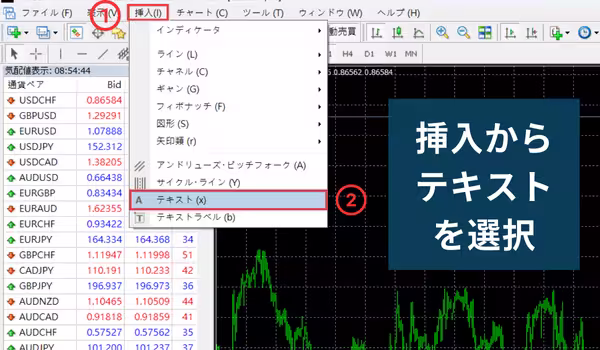 挿入からテキストを選択