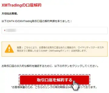XMからの口座解約に関するメール