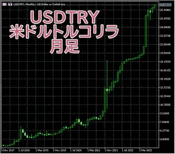 米ドルトルコリラ月足