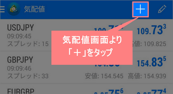 MT4/MT5気配値画面