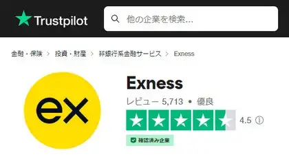 トラストパイロットでのExnessの評価