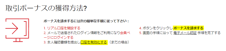XM-口座開設ボーナスの受取り方説明画像