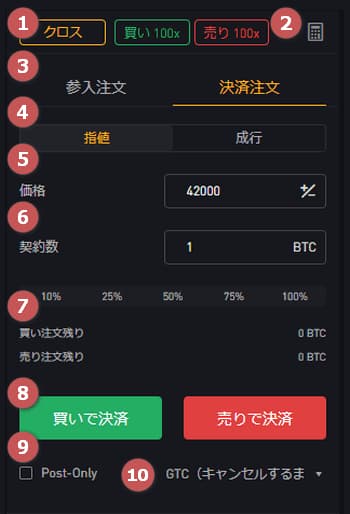 USDT無期限-決済-指値注文