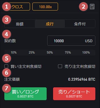 Bybitインバース取引-成行注文