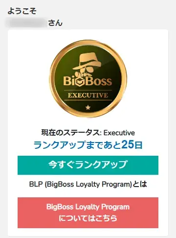 BigBossロイヤルティステータスの確認方法