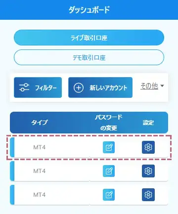 ThreeTraderの追加口座を開設する方法4-ダッシュボードに新たな口座が表示されれば追加口座の開設は完了モバイル版