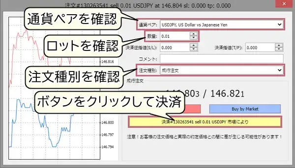 xmウェブトレーダー成行決済
