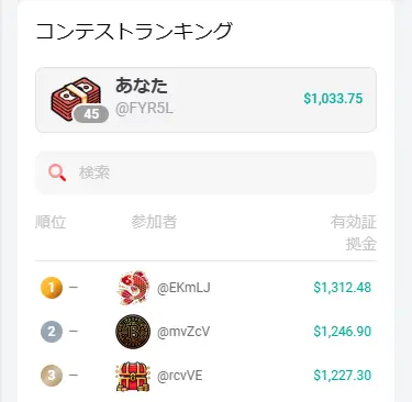 XMウィークリーコンペのランキング確認方法