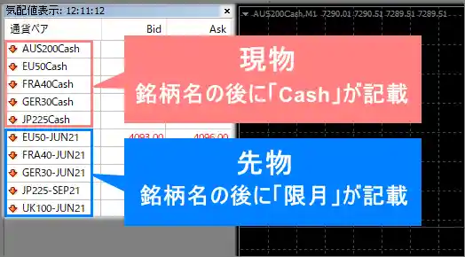 MT4/MT5スワップポイント(現物・先物)表示画面