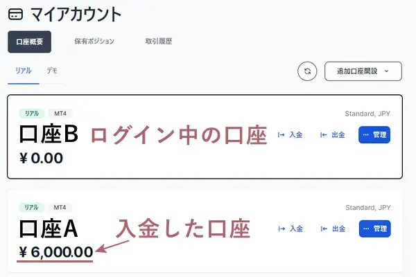 入金先口座の間違い