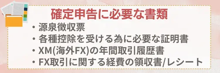 XM確定申告に必要な書類は？