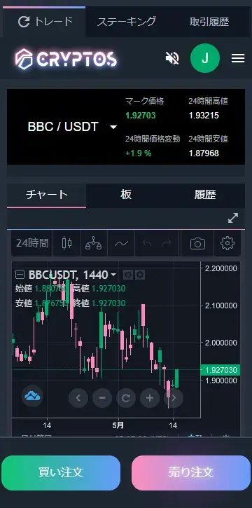 CRYPTOS-トップ画面