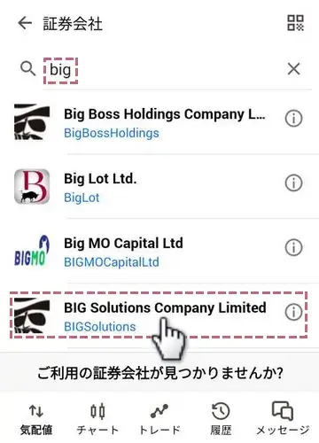 bigと検索しBig Solutions Company Limitedをタップ