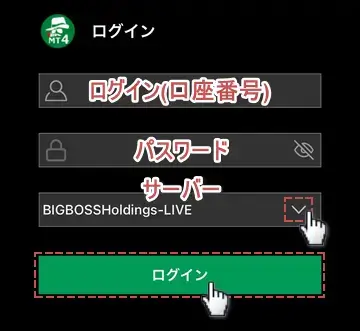 ログイン情報を入力してログインボタンをタップ