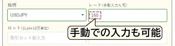 レートの入力