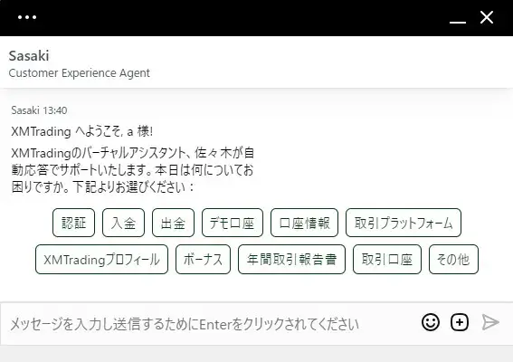 アシスタントとのチャットが開始