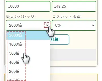 最大レバレッジを選択