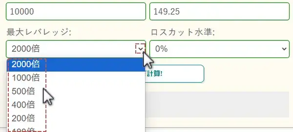 最大レバレッジを選択