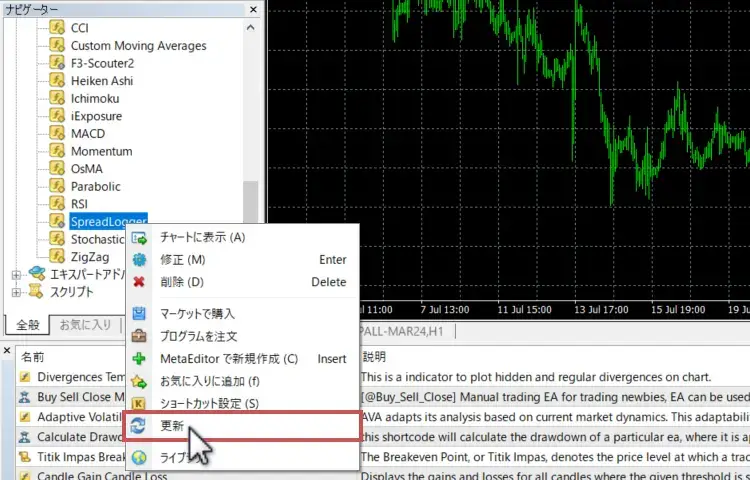 MT4/MT5の再起動・更新-更新を選択