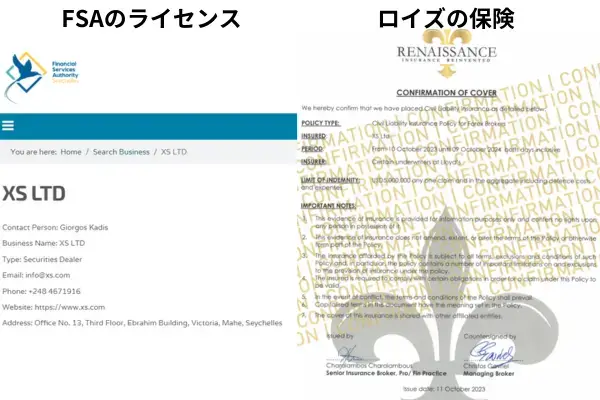 XS.comのFSAライセンスとロイズの保険