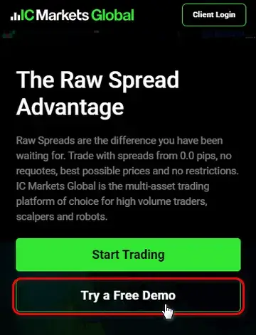 ICMarketsデモ口座を開設