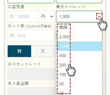 最大レバレッジを選択
