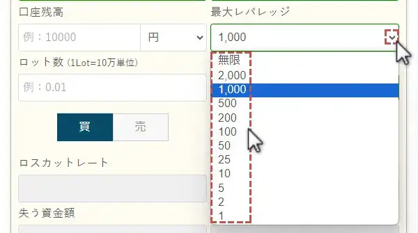 最大レバレッジを選択