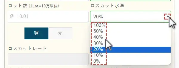 ロスカット水準を選択