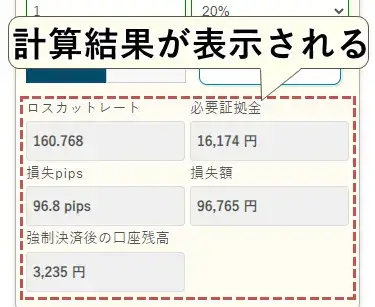 計算結果が表示