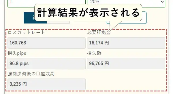 計算結果が表示