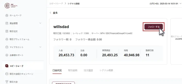 EBC取引大会上位トレーダーをフォロー
