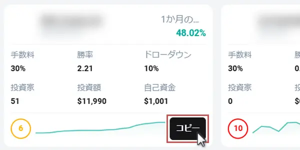 ストラテジーのコピーボタンをクリック