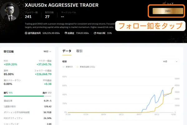 フォロー釦の場所