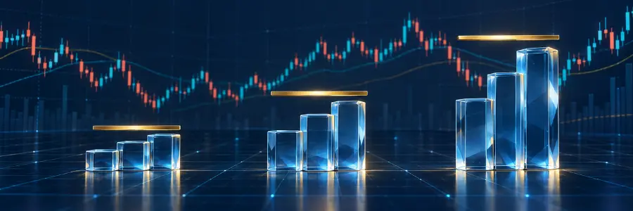 取引量と注文上限の違いを大小のブロックで表したイメージ